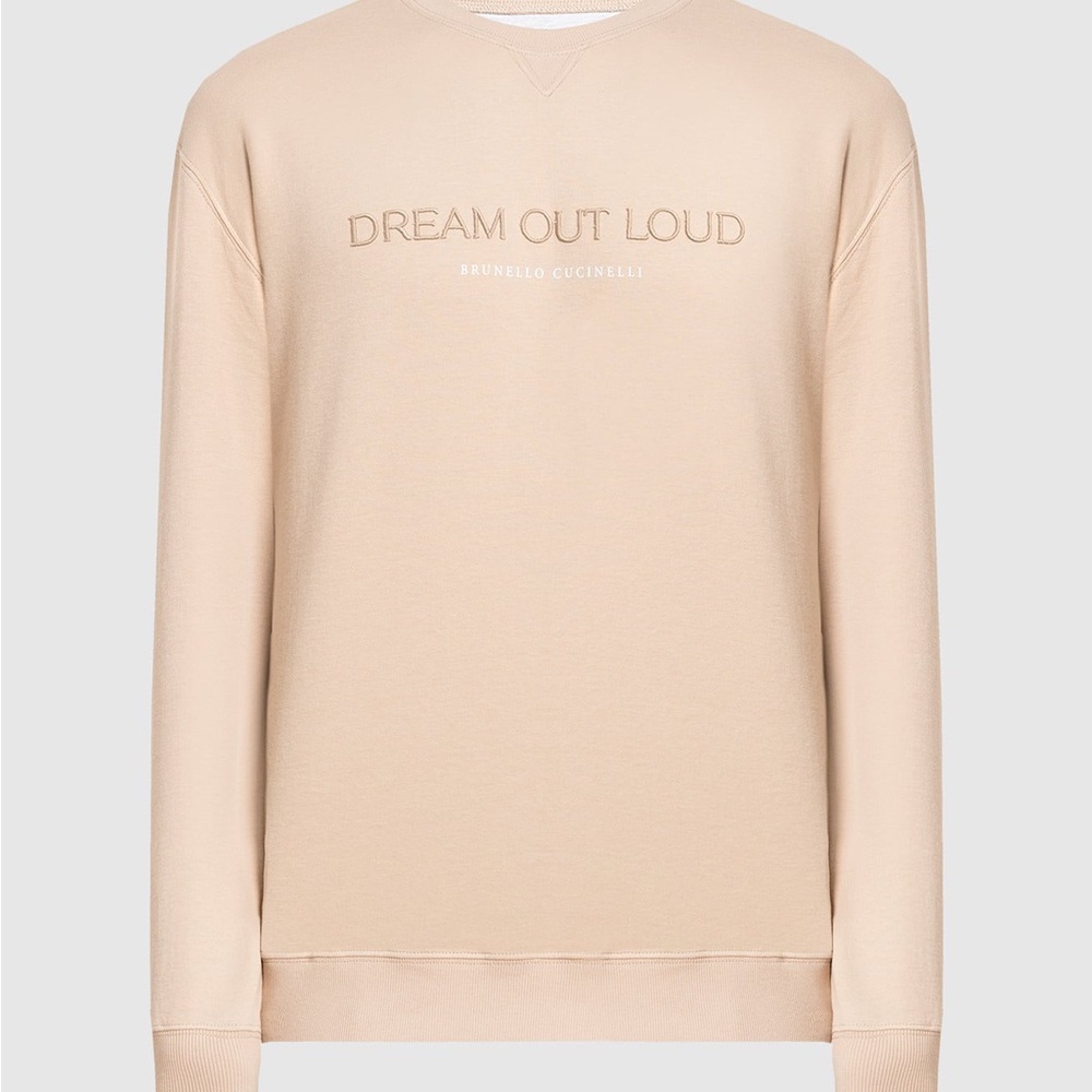 Brunello Cucinelli Beige Sweatshirt with Dream out loud embroidery Used pristine